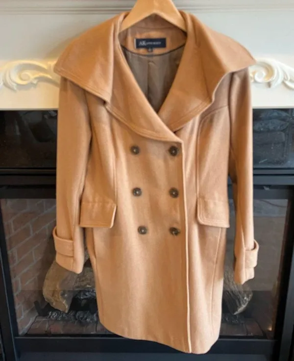 Anne Klein Wool Pea Coat Camel Winter Long - Image 3