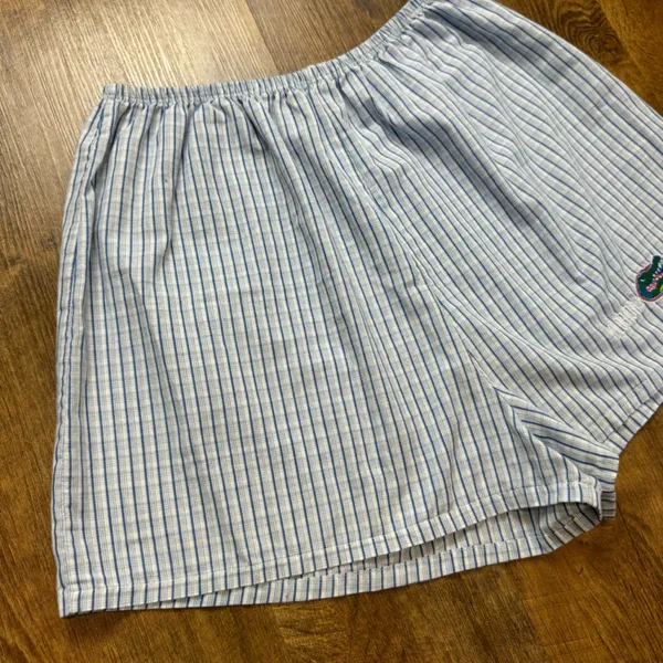 Vtg Y2K Florida Gators Boxer Shorts Sz S/M Blue White Stripe Plaid - Image 5