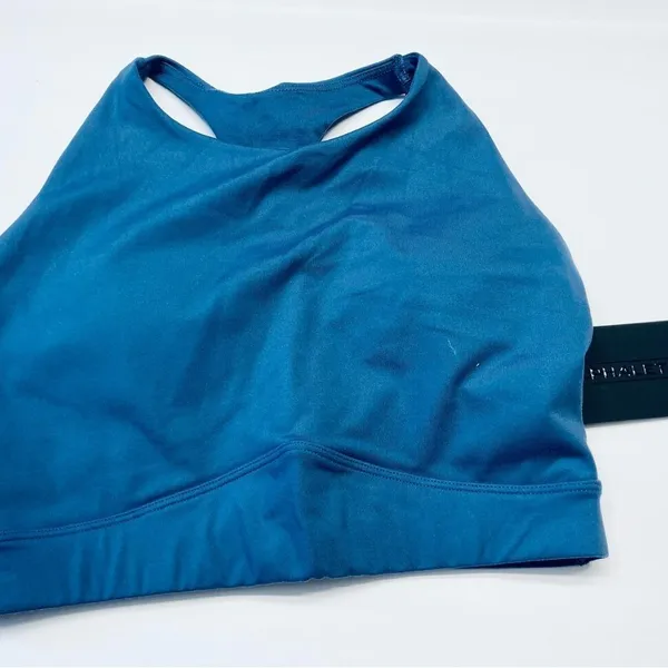 Alphalete Alphalux Sports Bra Women XS Supreme‎ Blue High Neck Racerback Gym Top - Image 2