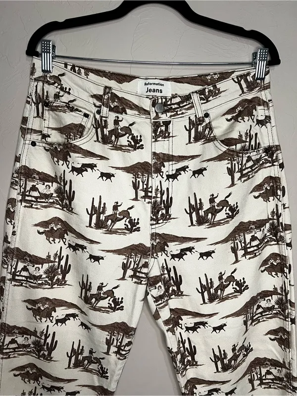 Reformation Sonora Desert Sand‎ Western Cowboy Brown High Rise Straight Jeans - Image 4