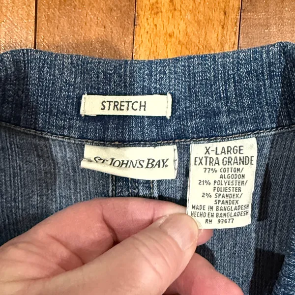 St. Johns Bay Denim Jean Jacket Stretch Blazer Size XL - Image 3