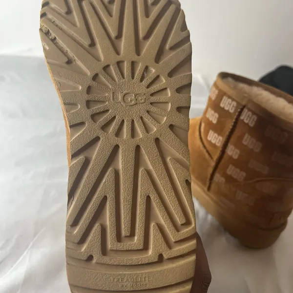 UGG Chestnut Suede Ankle Boots Women size 10 logo print - Image 7