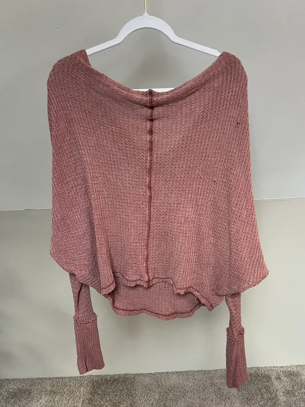 Free People Mauve Slouchy Knit Long Sleeve Top - Image 4