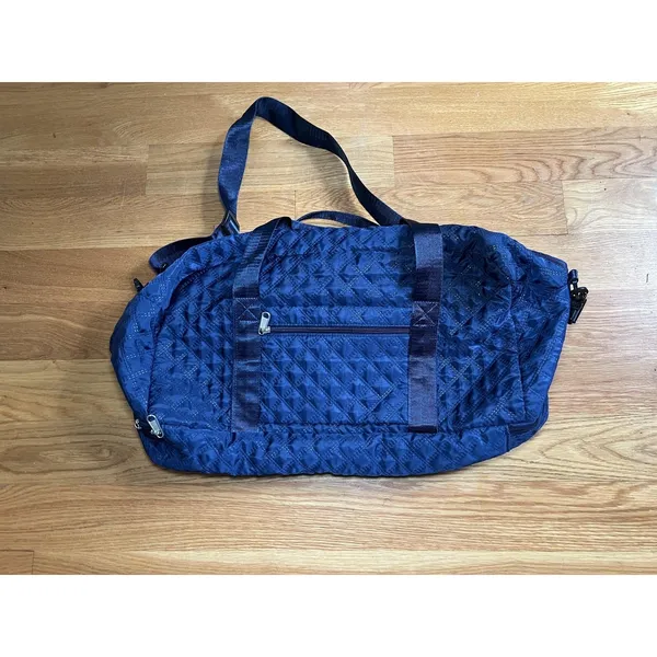ZUOMANNI Blue Quilted 20" Travel Duffel Bag Soft Carry On Womens Gym Weekender - Image 3