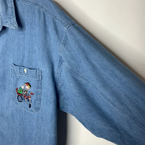 Vintage Beetle Bailey Chambray Button Up Shirt Sz XL Cotton - Image 7