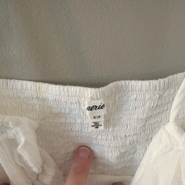 Aerie White Tie-in-Front Linen Like Crop Top Tank Size Women’s Small - Image 3