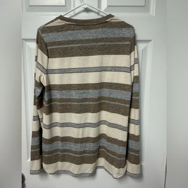 Banana Republic Men's Striped Crewneck Sweater - Brown, Gray, and Cream - Image 3
