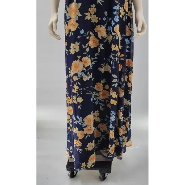 Lulus Elegant Admiration Maxi One Shoulder Dress XL Navy Floral Wedding Guest - Image 10