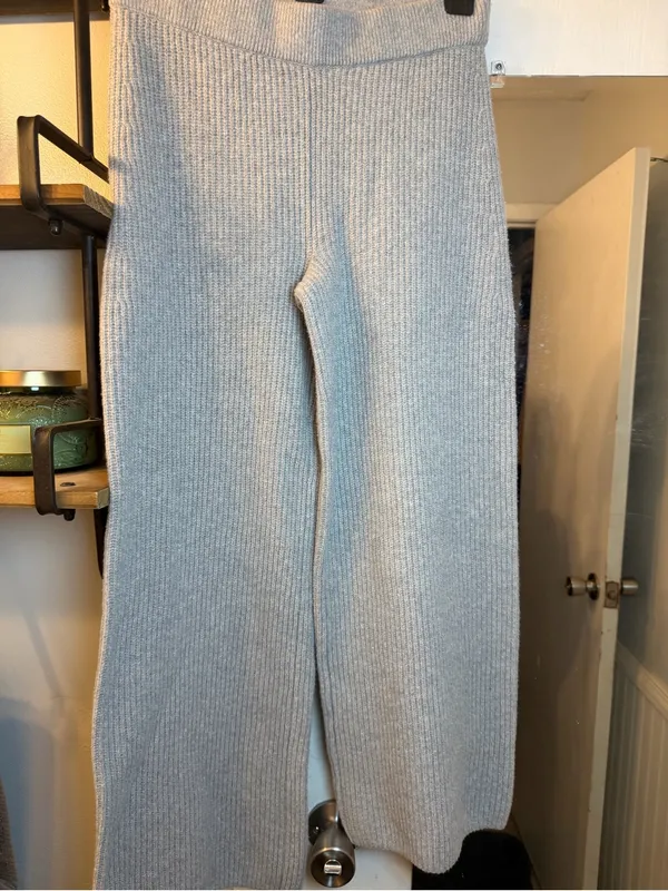 GAP Light Gray Ribbed Wide-Leg Pants - Image 2