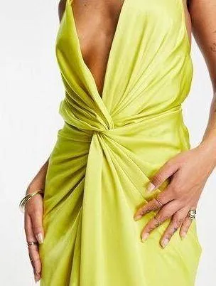 ASOS Yellow Formal Satin Dress - Image 2