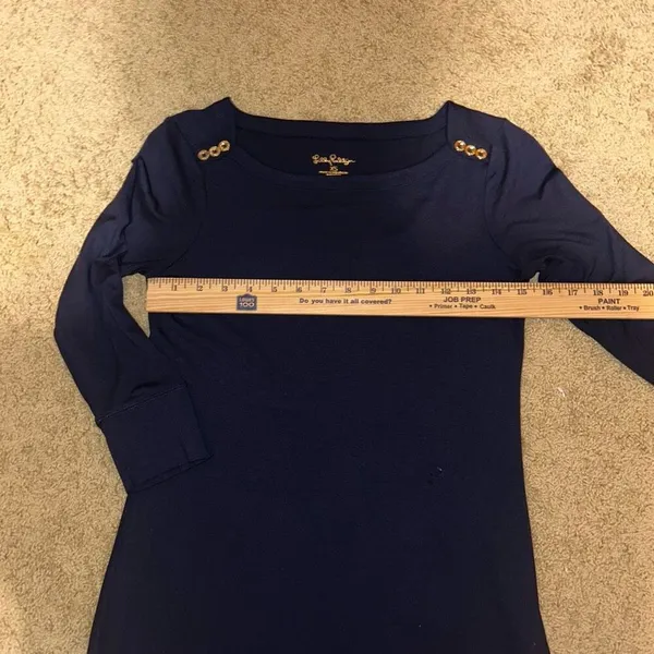 Lilly Pulitzer UPF 50+ Sophie Dress Navy Blue 3/4 sleeve gold button size XS‎ - Image 8