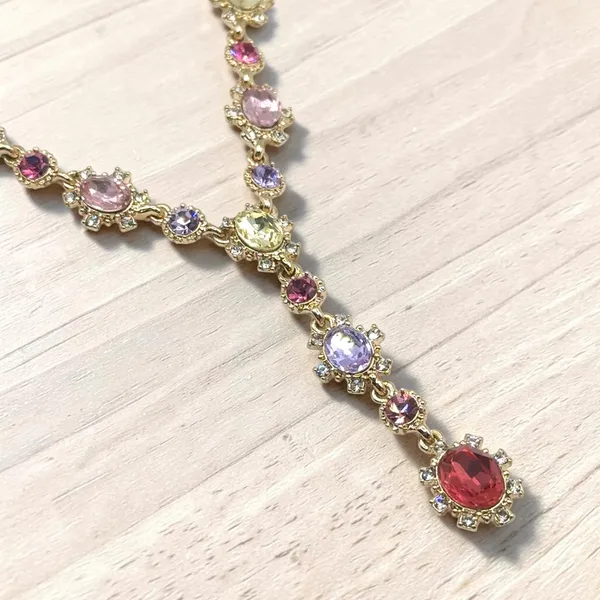 Marchesa Multi-Color Rhinestone "Y" Necklace - Image 3