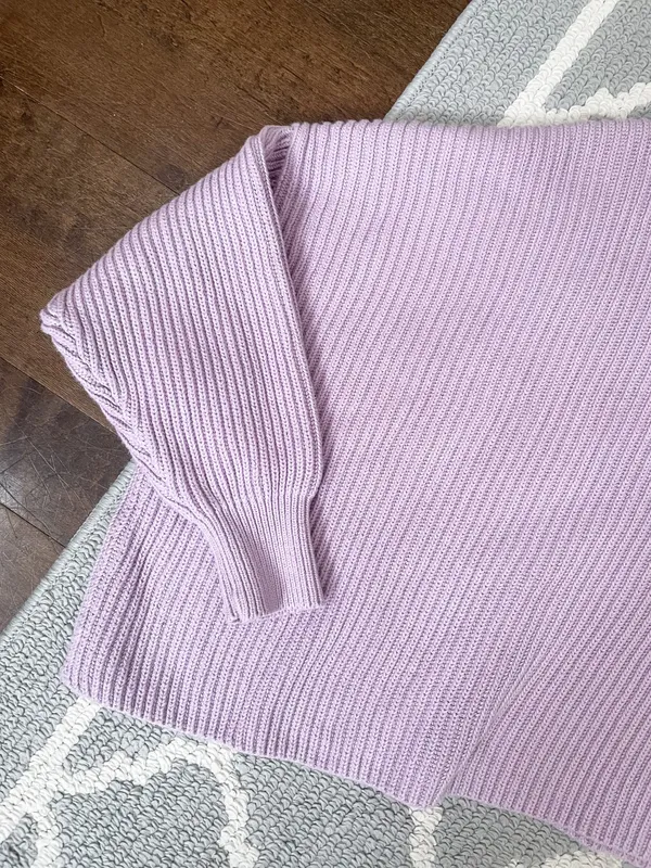Free People Lilac Rib Knit Oversized Cropped Sweater - Image 6