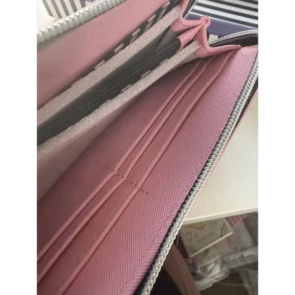 Marc Tetro Black Tuxedo Cat‎ Zip Around Long Wallet Pink Saffiano Pop Art NIB - Image 7