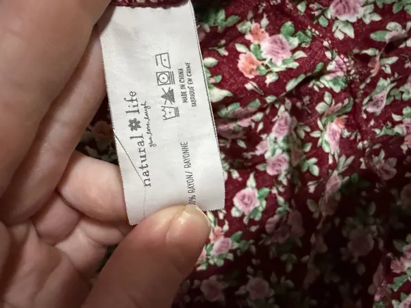 Natural Life floral red rose babydoll cottagecore mini dress medium . - Image 7