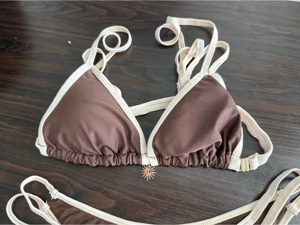 West Coast Contrast Bikini Set Brown Size M - Image 3
