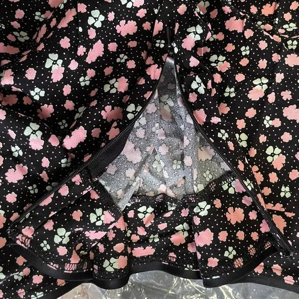 Free People New ​IRL Floral Print Slip Skirt Black Pink Combo Size 8 - Image 13