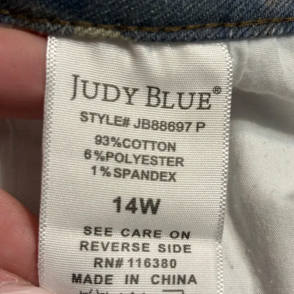 Judy Blue Blue and Tan Plaid HighWaist Vintage Look Jeans size 14W - Image 9