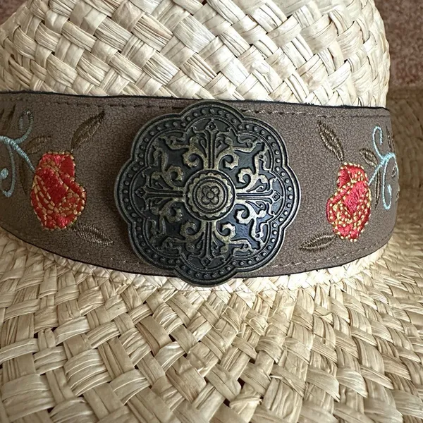 Kenny K Straw Hat Sm Embroidered Floral Western Festival Country Casual RM10L-E - Image 8