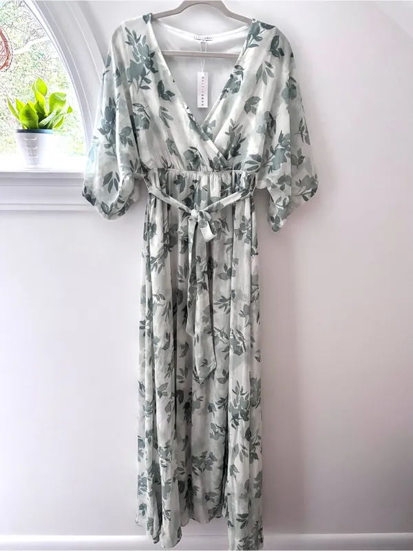 NWT Baltic Born Kia Kimono Maxi Dress Sage Floral M Romantic Coquette Fairycore - Image 7