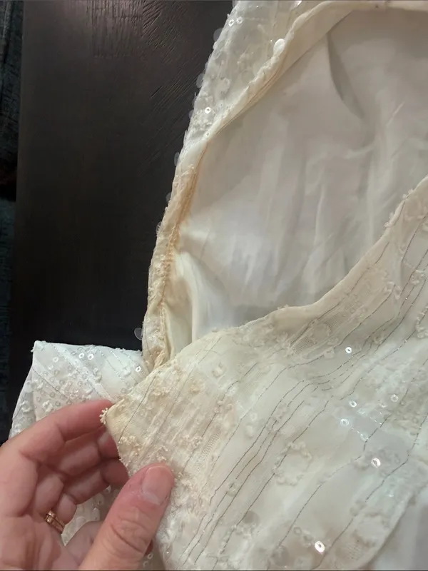 Line & Dot Ivory Sequin Halter Back Gown - Image 5