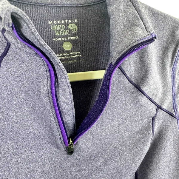 Mountain Hardwear Purple Mock Neck 1/4‎ Zip Athletic Pullover Zip Pocket Size S - Image 3