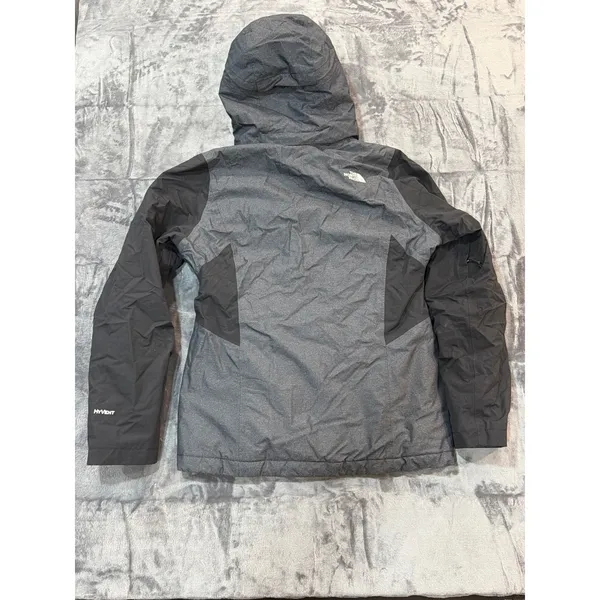 The North Face HyVent Jacket Womens Grey Black Hooded Waterproof Coat M - Image 3