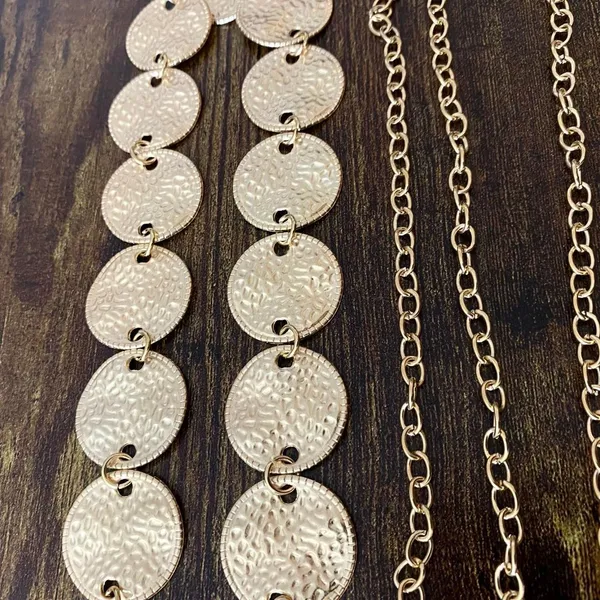 Gold Y2K Hammered Coin Disc Waist Chain Belt, Fits 17 to 39 Inches, X7GA1365 - Image 7