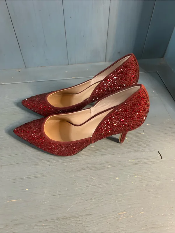 White House Black Market Red Crystal Embellished Pointed Pumps | Size 7 - Image 3