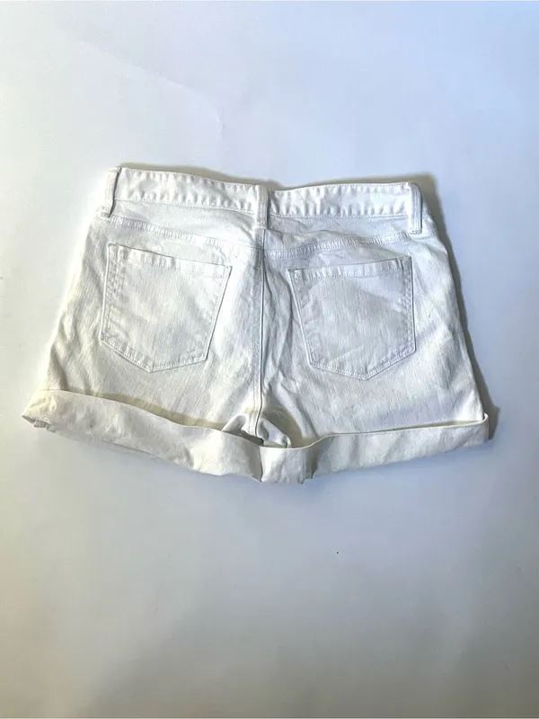 LOFT White Cuffed Denim Shorts - Image 2