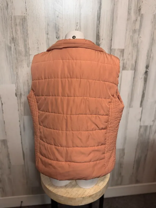 New York & Company Quilted Puffer Vest Womens XL Peach Blush Zip Stand Collar - Image 3