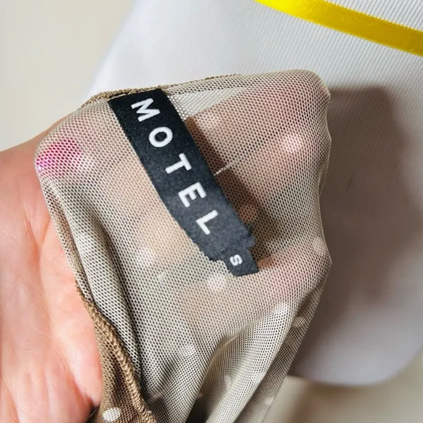 Motel Rocks Araceli Brown Polka Dot Tie-Front Top - Image 4