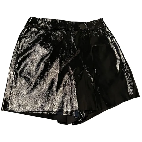 Zara Vinyl Effect Faux Leather Skort Black Size XS NWT - Image 3