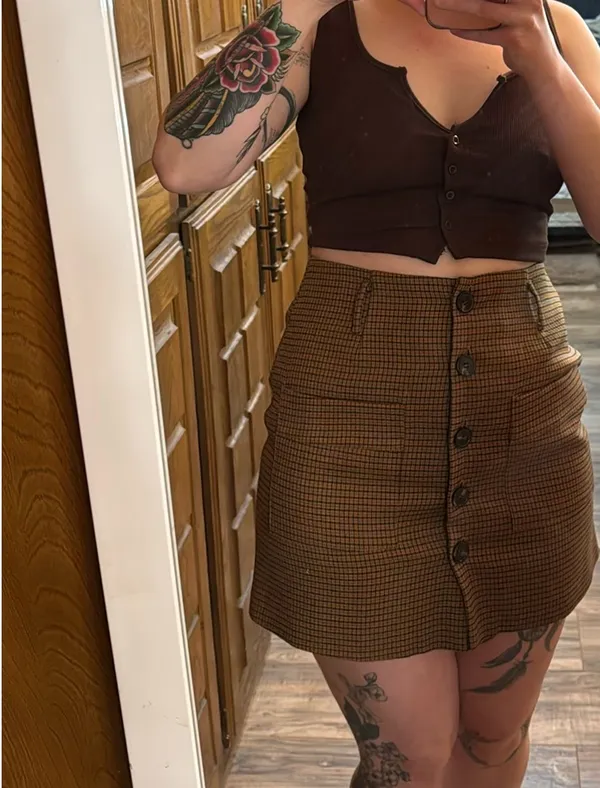 The Korner plaid mini skirt Brown Size 4 - Image 3
