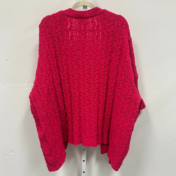 Umgee Magenta Pink Cable Knit Open Front Cardigan Sweater‎ M/L Chunky Oversized - Image 2