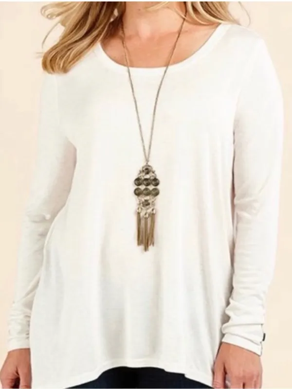 Matilda Jane White Long Sleeve Floral Trim High Low Tunic Top Size S - Image 6