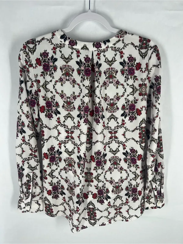 Ann Taylor White Floral Wrap-Style Blouse with‎ Pink & Red Blooms - Image 10