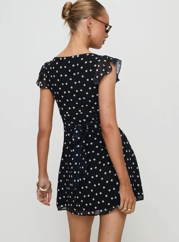 Princess Polly I Guess So Dress Blacl Polka Dot - Image 2