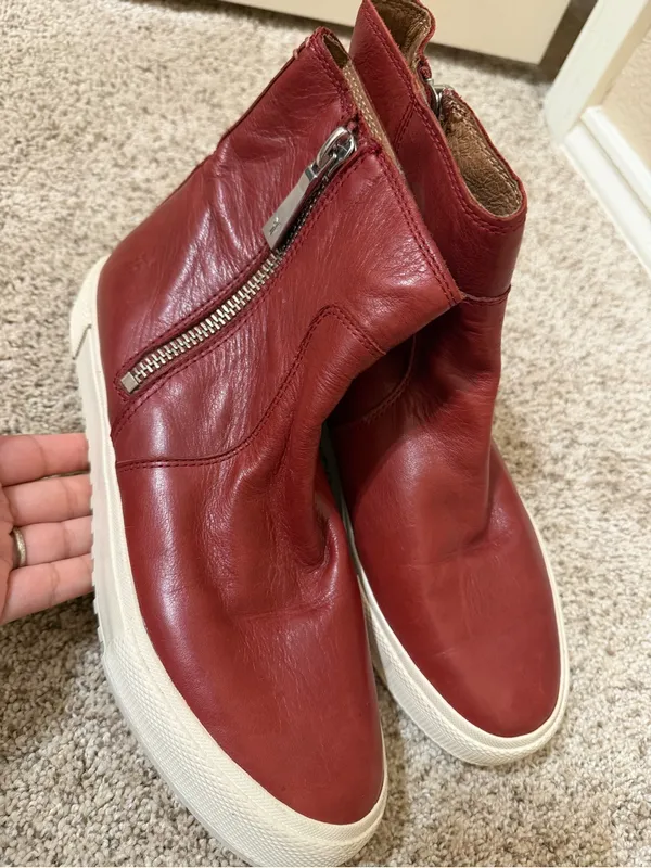 FRYE Gia Lug Zip Leather Bootie Sneaker Red Clay 9.5 - Image 13