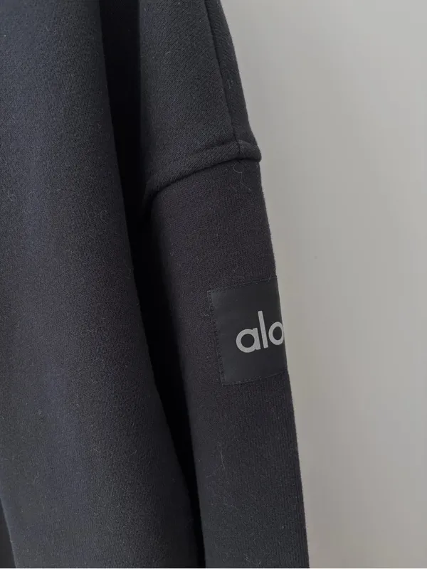 Alo Yoga Renown Heavyweight 1/4 Zip Sweatshirt Black Unisex Medium Pullover M⁠ - Image 12