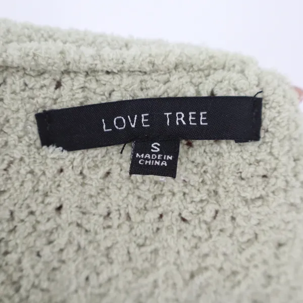 Love Tree Sage Green Waffle Knit Cropped Sweater Womens Small Relaxed Fit - Image 2