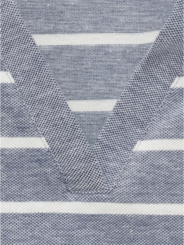 Mango Striped Cropped Polo Shirt NWT Blue L - Image 2