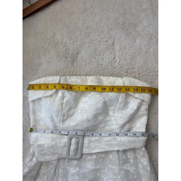 Lulus Enviable Grace White Burnout Strapless Belted Midi Dress Size Large Bridal - Image 7