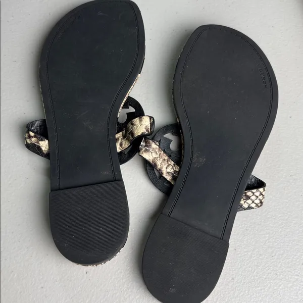 TORY BURCH Miller Snake Printed Leather Warm Roccia Thong Sandals Flats 6 1/2 - Image 4