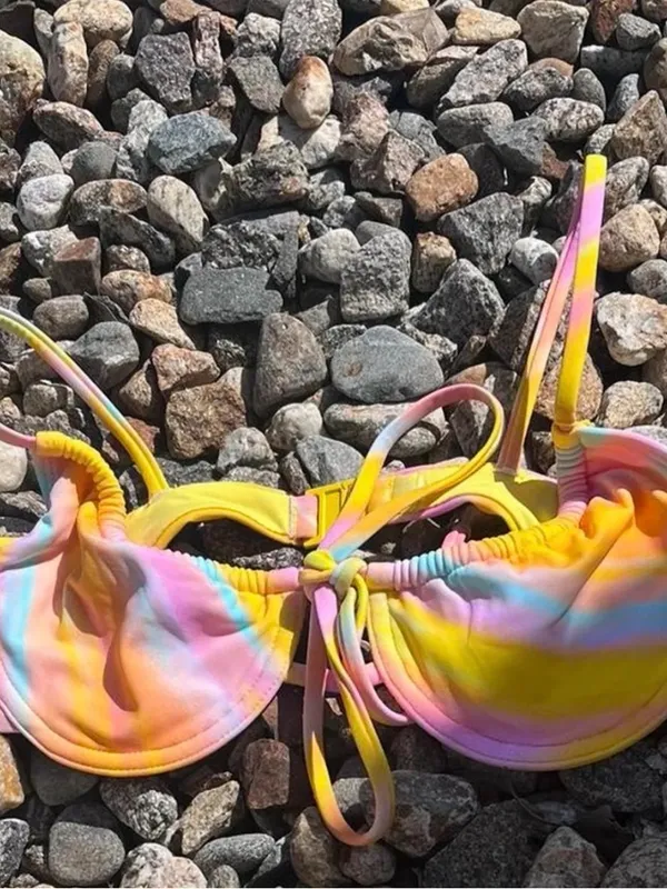 Blackbough Yellow Pink Blue Tie-Dye Bikini Set - Image 2