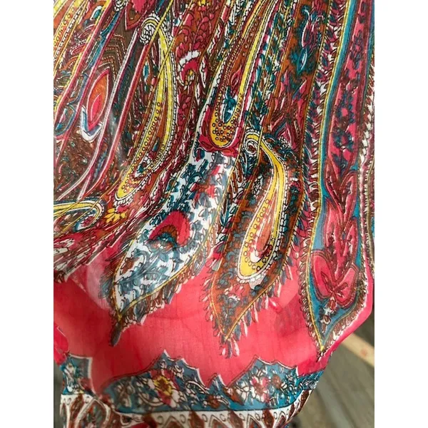She’s Cool Maxi Y2K Sundress Pink‎ Paisley Size XL Babydoll Beachy Resort Boho - Image 7