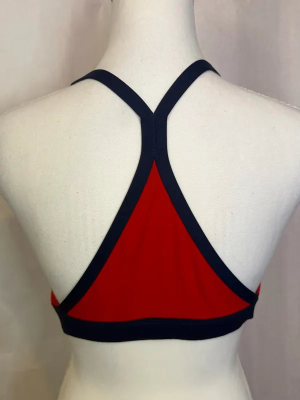 adidas Red and Navy Performance Sports Bra - Image 4