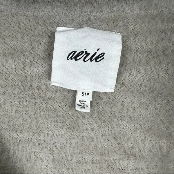 Aerie Cream Taupe Fuzzy Crop‎ Button Cardigan - Image 3