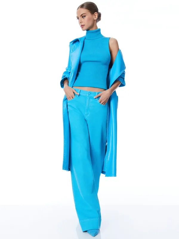 Alice + Olivia Sofia High Rise Boyfriend Jeans in Ocean Floor Blue, Size 25, NWT - Image 15