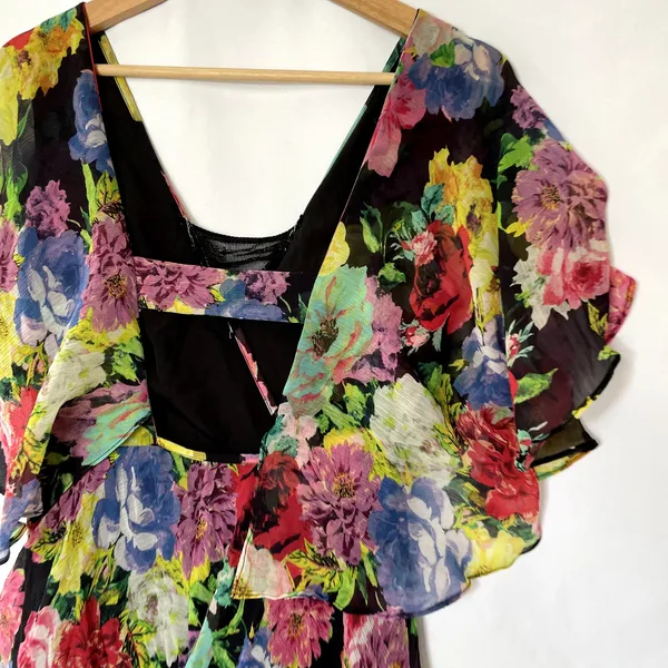 ASOS floral flowy english garden party fairycore dress open back women's‎ size 6 - Image 6
